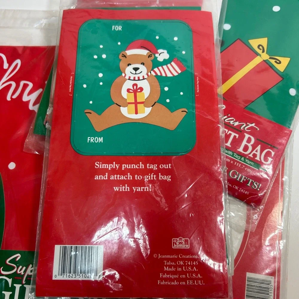5 Jeanmarie Creations Vintage Christmas Giant Gift Bags Large Plastic Lot 1993